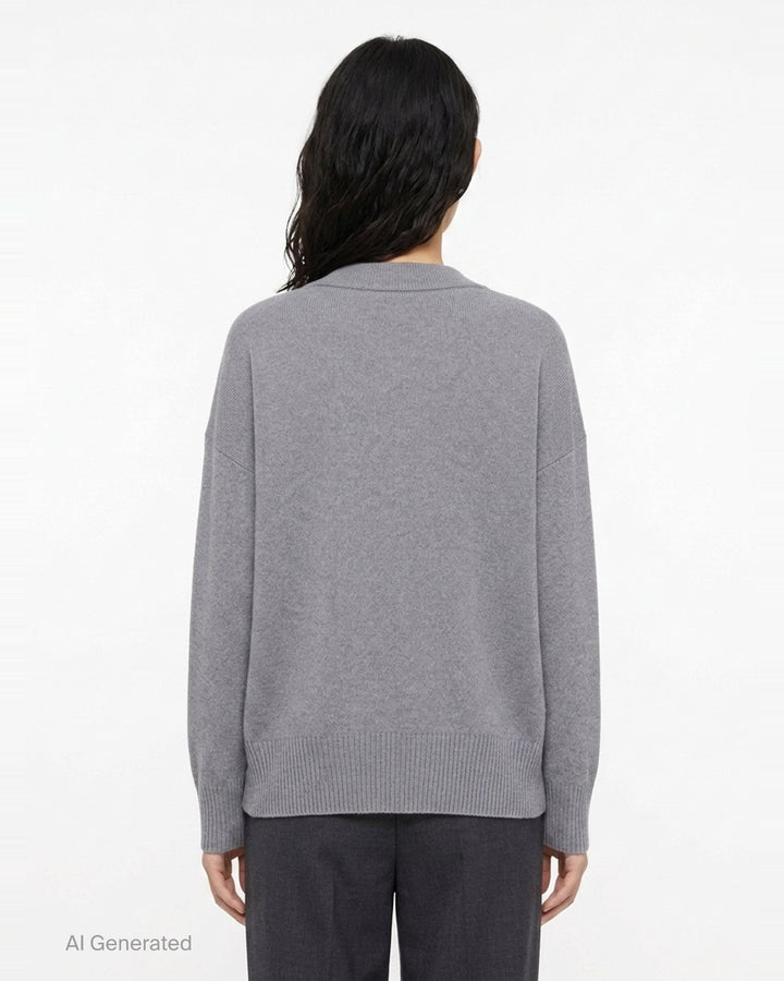 V-Neck Long Sleeve Cardigan | Jil Sander | Club21 - back