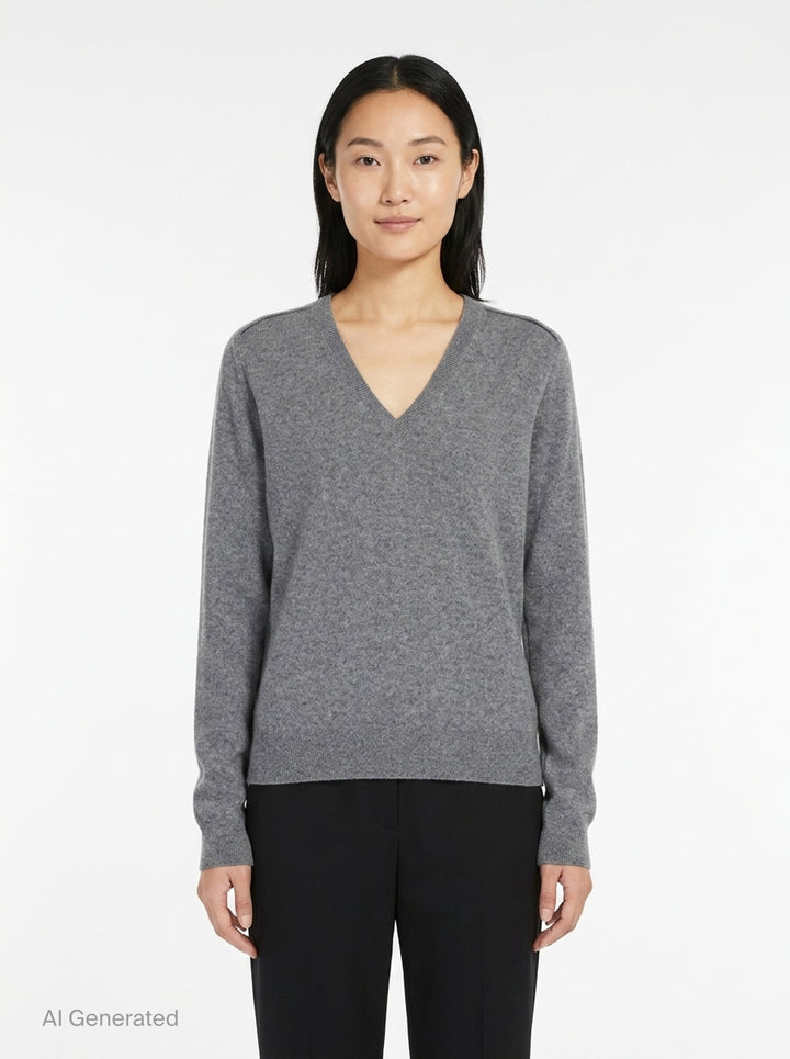 V-Neck Long Sleeve Jumper | Jil Sander | Club21 - front