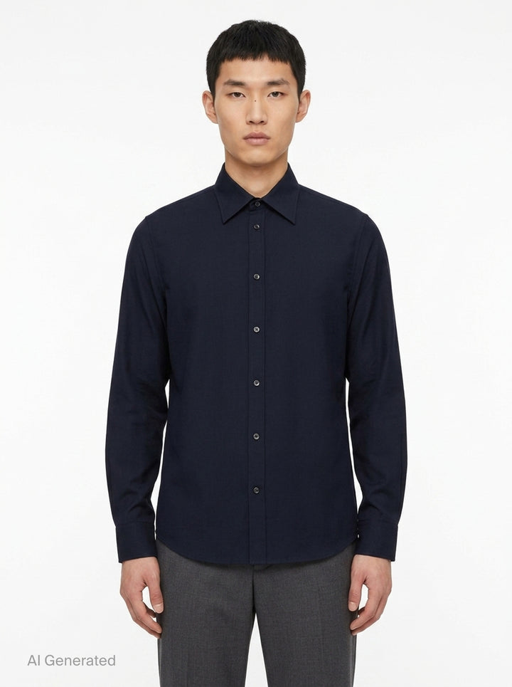 Wool Mohair Canvas Long Sleeve Shirt | Jil Sander | Club21 - front