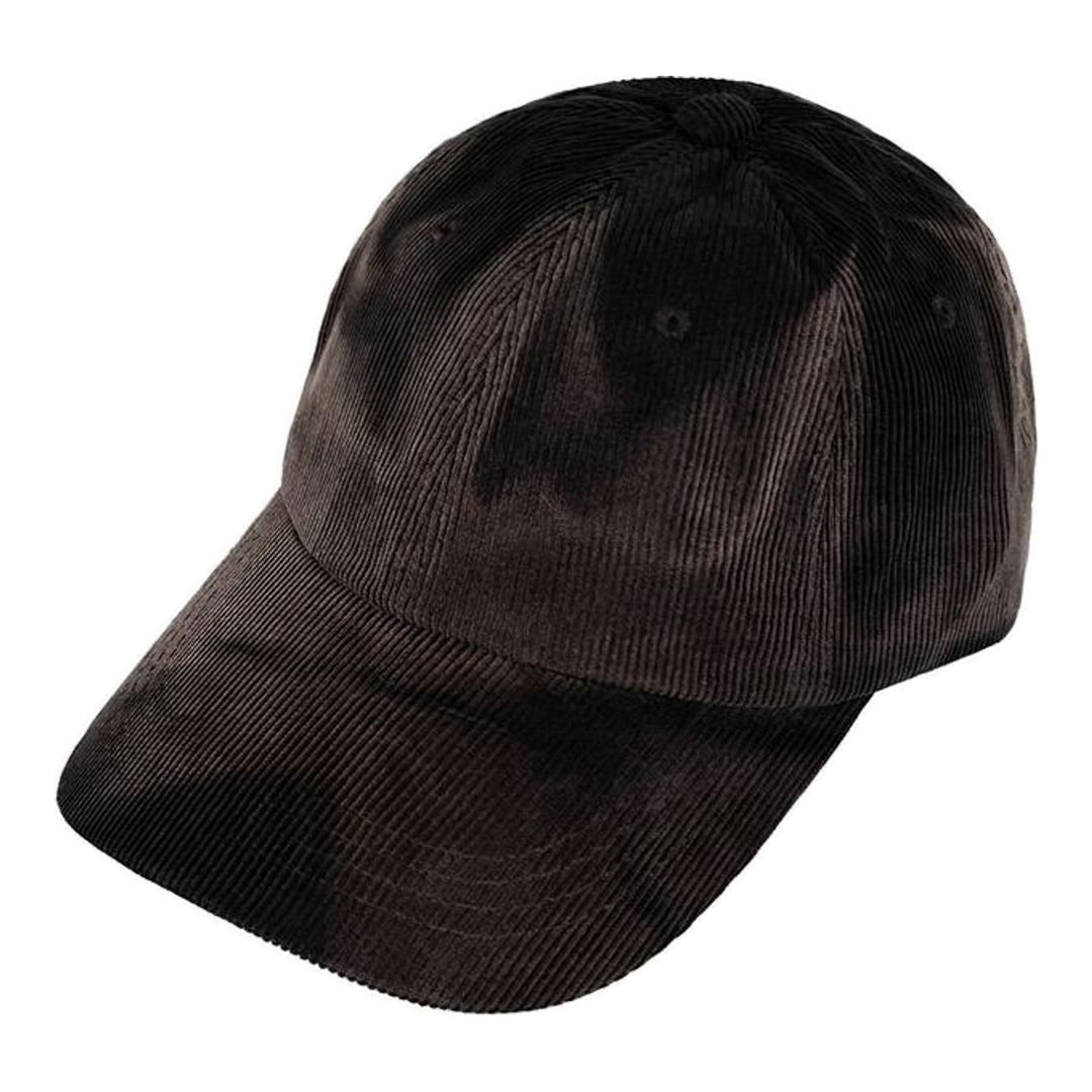 Jiyong Kim sun-bleached corduroy ball cap in faded dark brown and black, front view - packshot