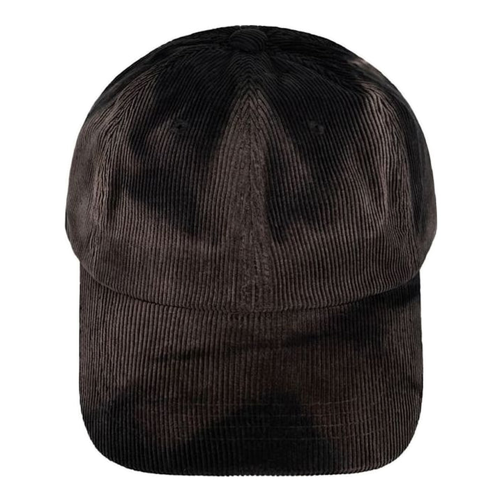 Jiyong Kim sun-bleached corduroy ball cap in faded dark brown and black, front view - packshot