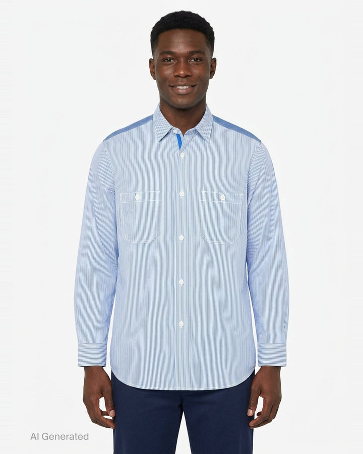 Cotton Stripe Long Sleeve Shirt | Junya Watanabe | Club21 - front