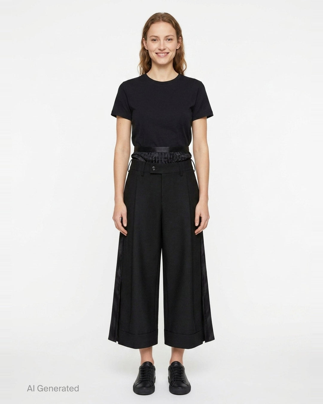 Pleated Wide-Leg Cropped Trousers | Junya Watanabe | Club21 - front