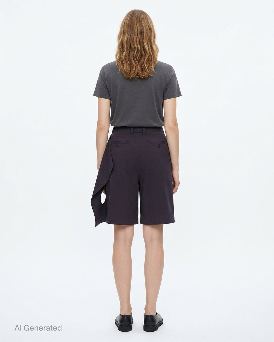 JW Anderson charcoal draped wrap skort with gathered hip detail and asymmetric overlapping hem - back