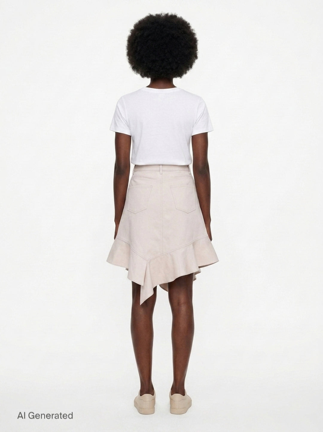 Light Beige Asymmetric Flared Skirt | Kumann YHJ | Club21 - back