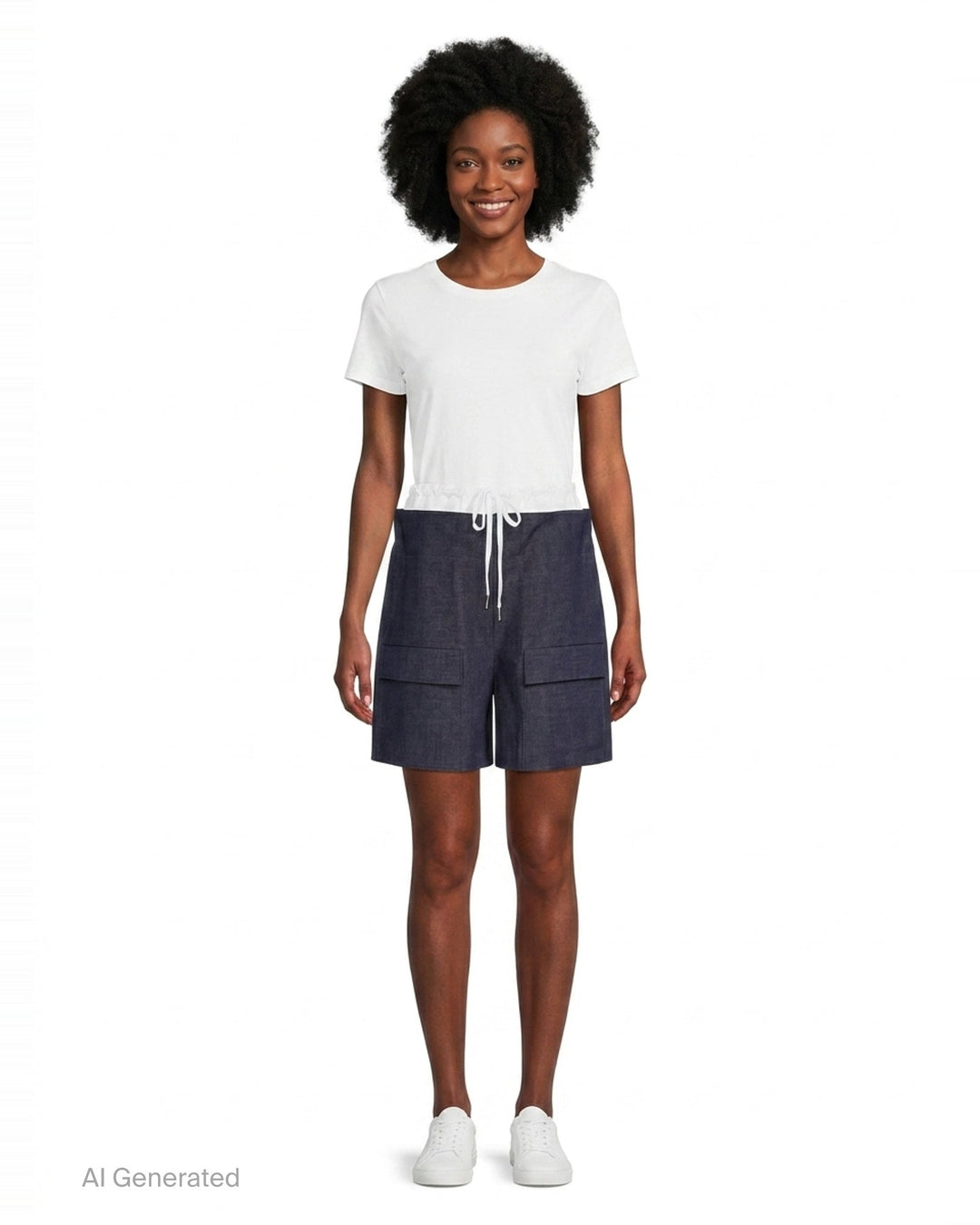 Navy Drawstring Waist Shorts | Kumann YHJ | Club21 - front