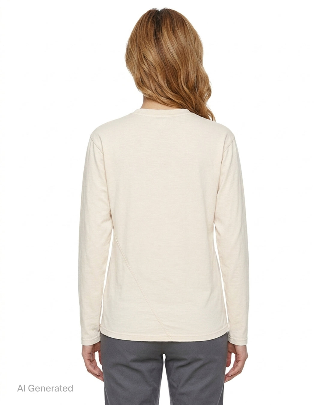 Lauren Manoogian Bias Long Sleeve Tee in washed olive-brown jersey with crewneck and dropped shoulders, front view - back