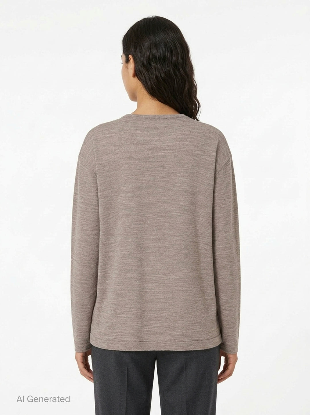 Lauren Manoogian Fine Low V-Neck Sweater in charcoal, featuring a deep V-neckline, oversized relaxed silhouette, dropped shoulders, and long sleeves, shown flat on a white background - back