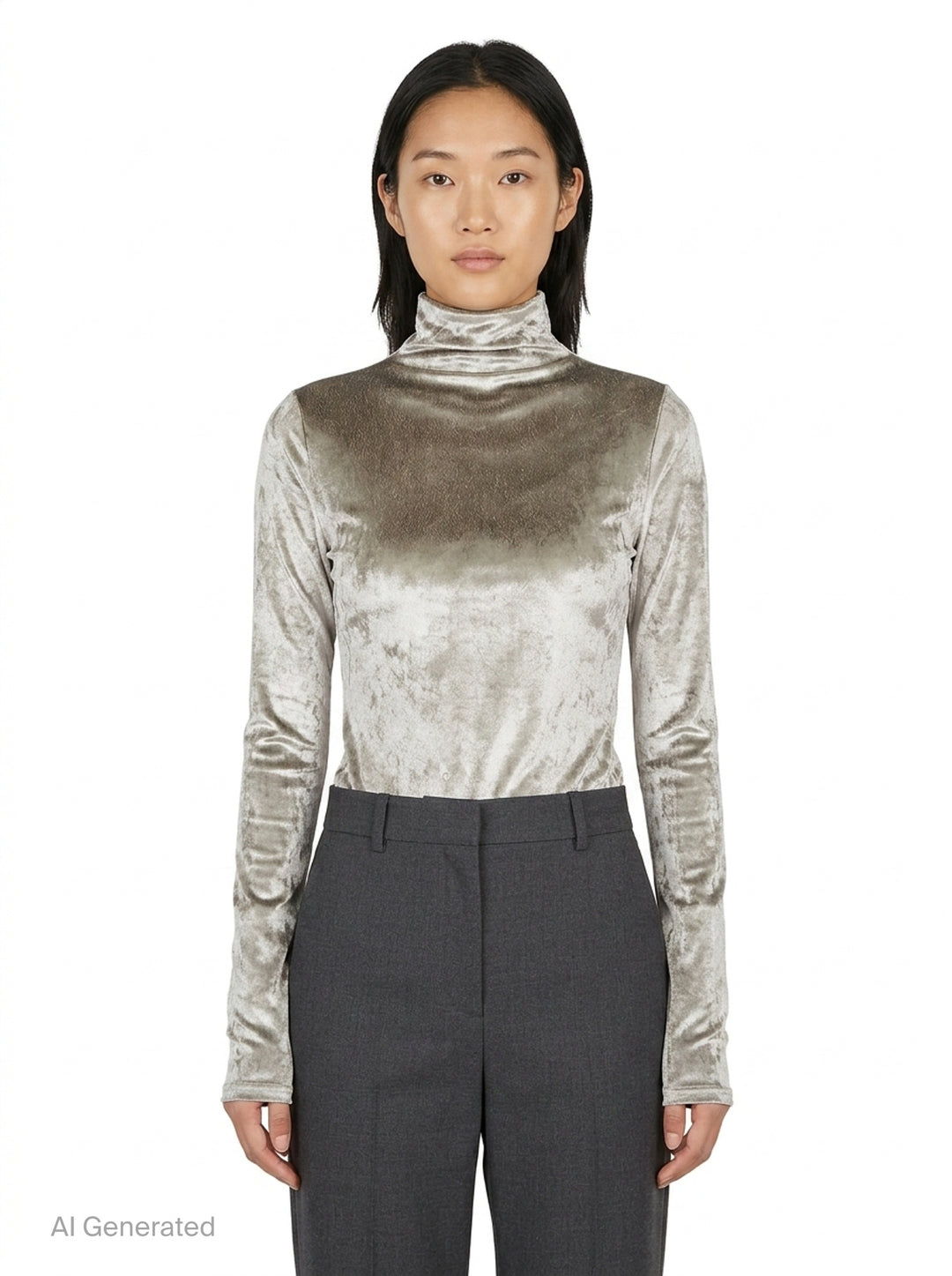 Fitted High Neck Velvet Top | Lemaire | Club21 - front