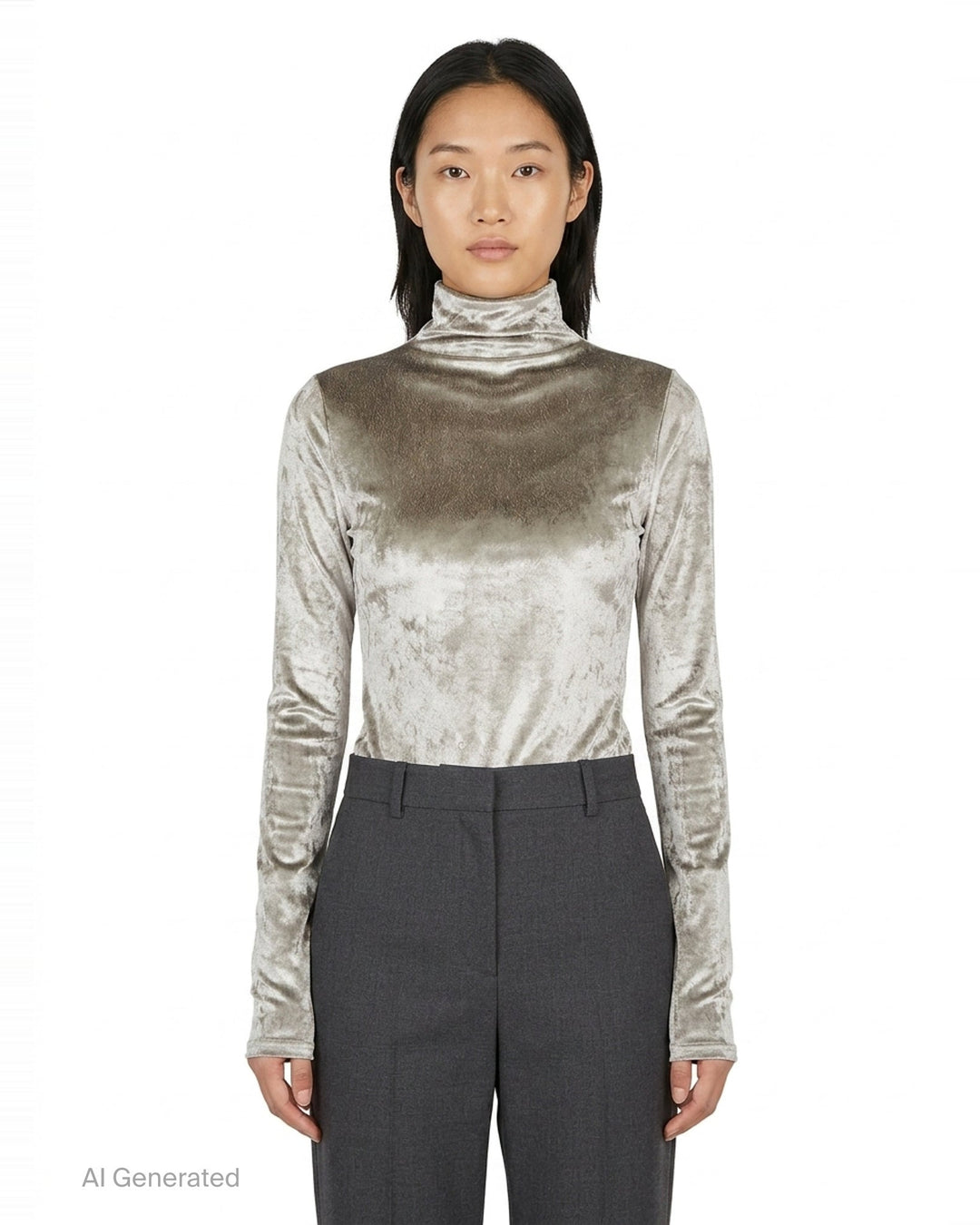 Fitted High Neck Velvet Top | Lemaire | Club21 - front