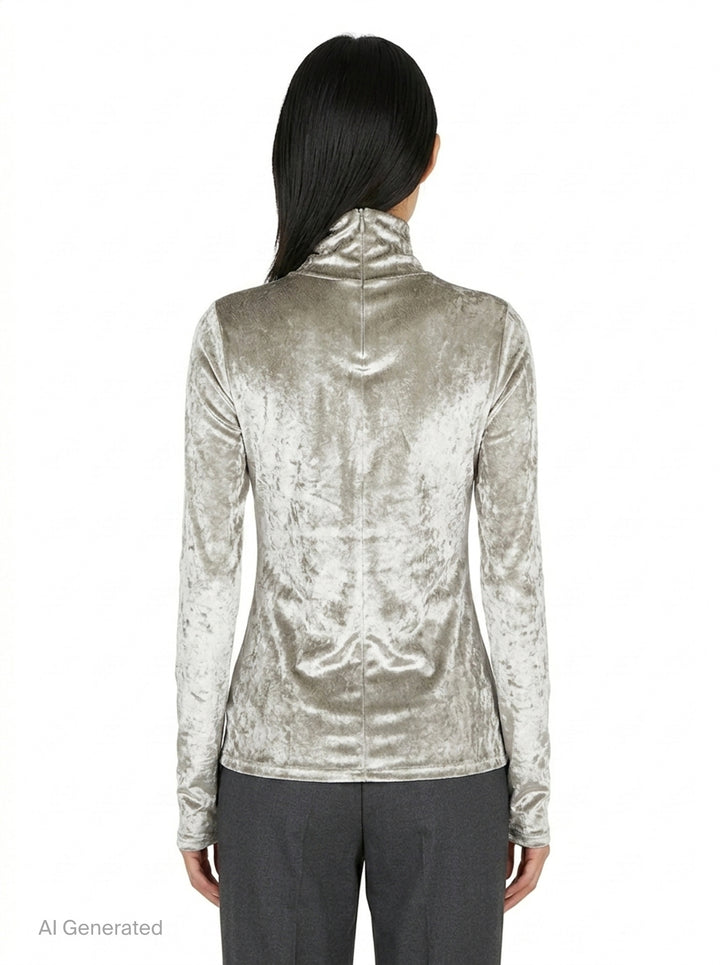 Fitted High Neck Velvet Top | Lemaire | Club21 - back