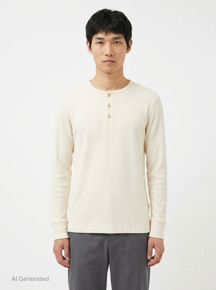 Long Sleeve Henley Tee | Lemaire | Club21 - front