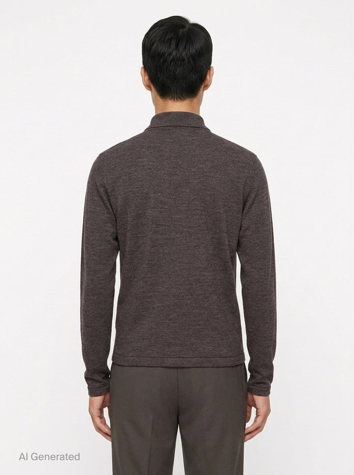 Long Sleeve Knitted Polo Top | Lemaire | Club21 - back