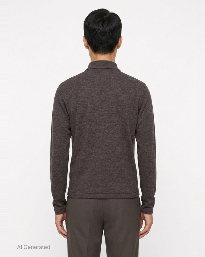 Long Sleeve Knitted Polo Top | Lemaire | Club21 - back