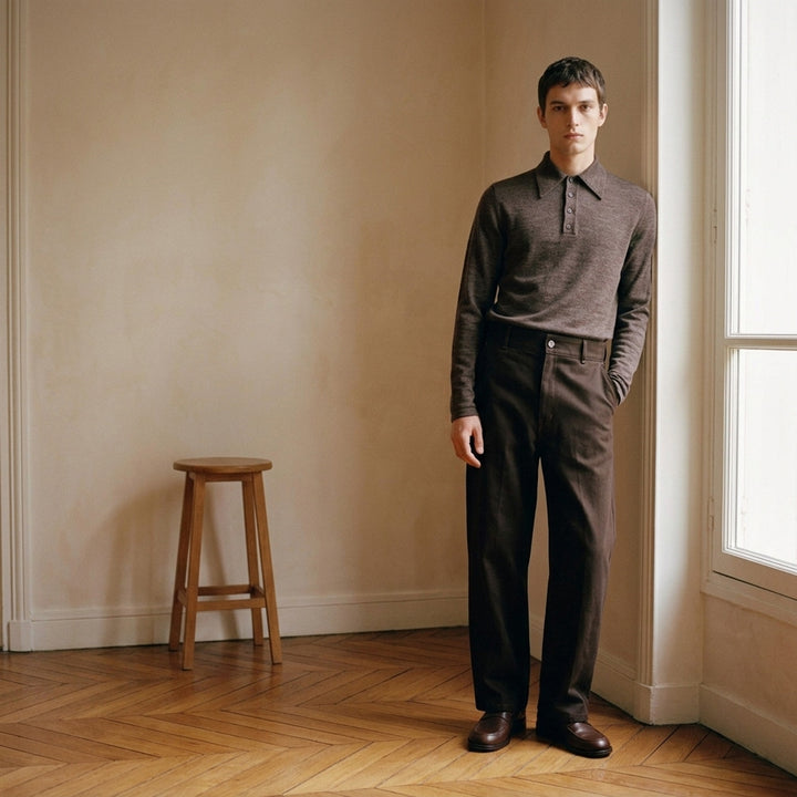 Long Sleeve Knitted Polo Top | Lemaire | Club21 - lifestyle