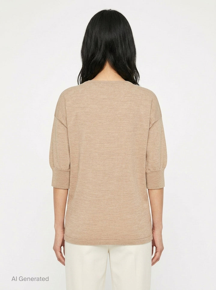 Short Sleeve Fine Knit Sweater | Lemaire | Club21 - back