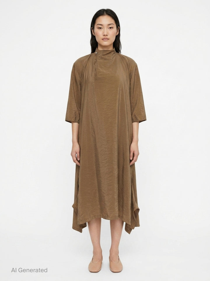 Soft Collar Dry Silk Dress | Lemaire | Club21 - front