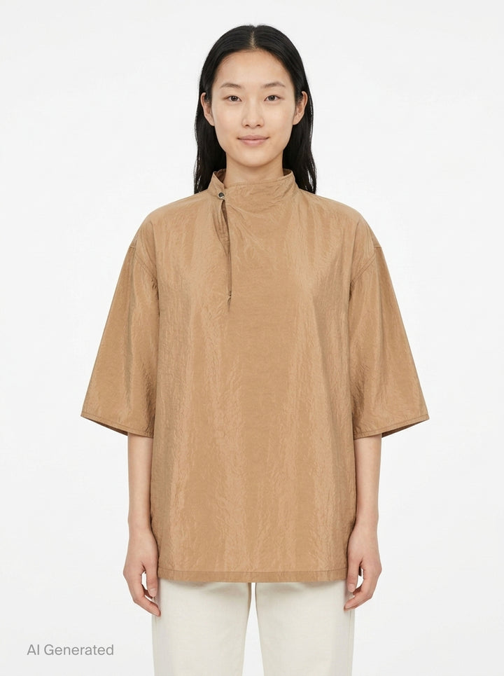 Soft Collar Dry Silk Top | Lemaire | Club21 - front