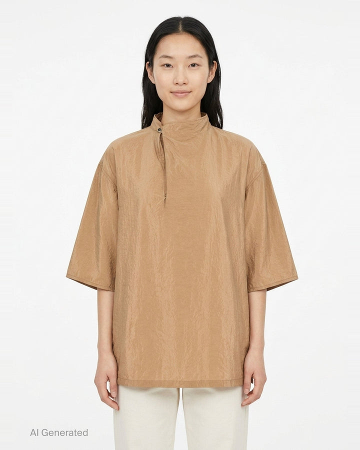 Soft Collar Dry Silk Top | Lemaire | Club21 - front