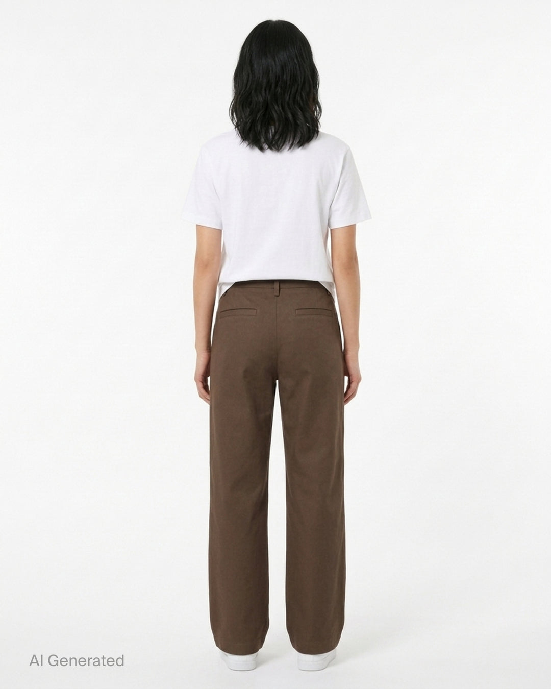Lemaire straight-leg pants in brown heavy cotton twill, shown from the front - back