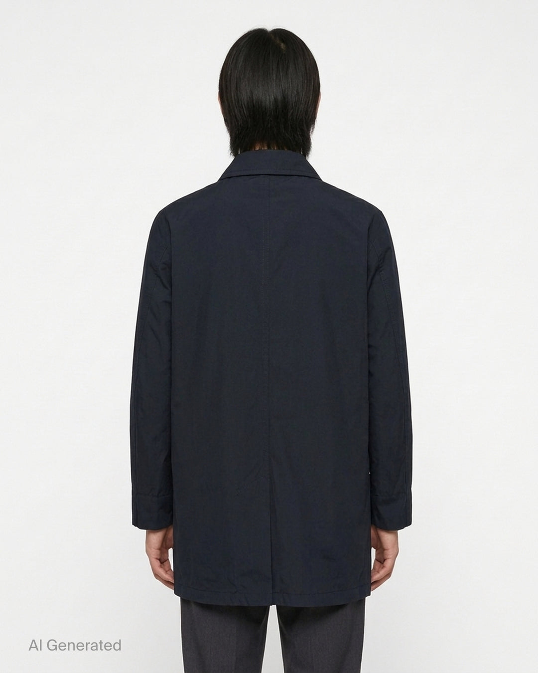 Lemaire black Ventile cotton rain jacket with double collar, concealed button front and flap pockets - back