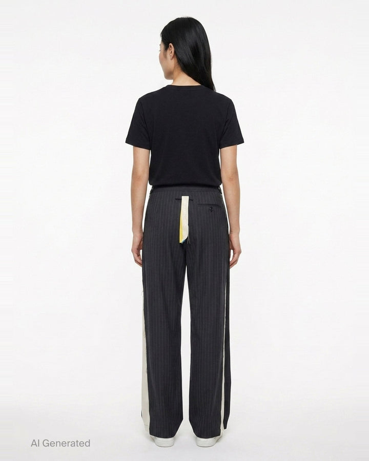Pinstripe Frayed Edge Pants | Litkovska | Club21 - back