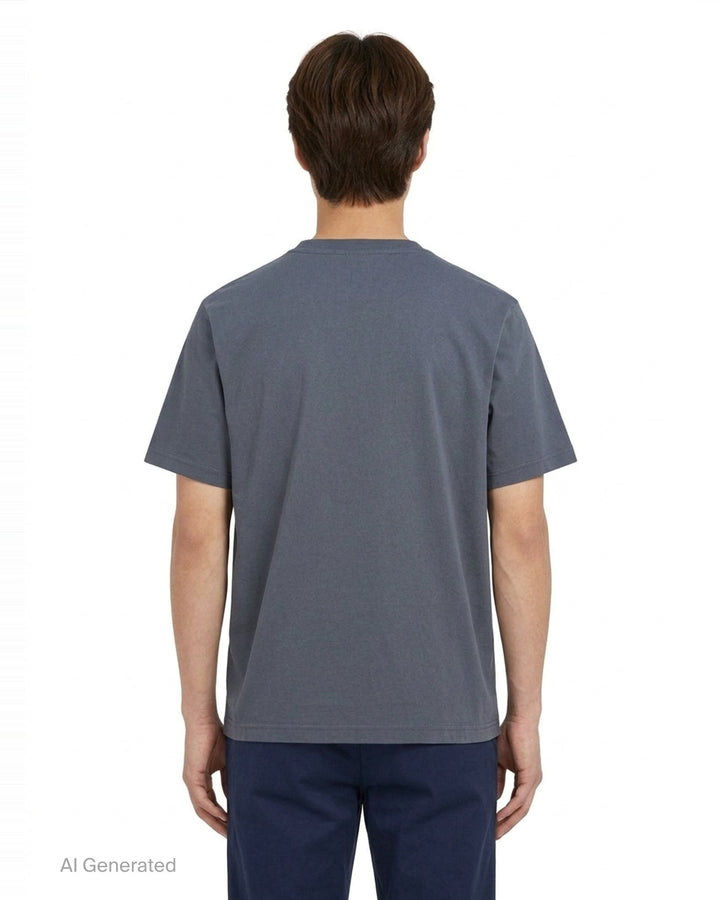 Maison Kitsuné Chillax Fox Comfort Tee in off-white with a small embroidered lounging fox patch on the chest, crew neck, and short sleeves - back
