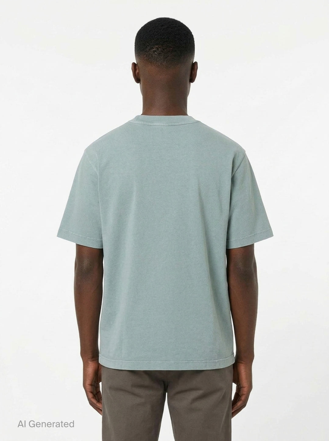 Maison Kitsuné Fox Head Faded Oversize Tee in washed sage green with embroidered fox head motif on the chest - back