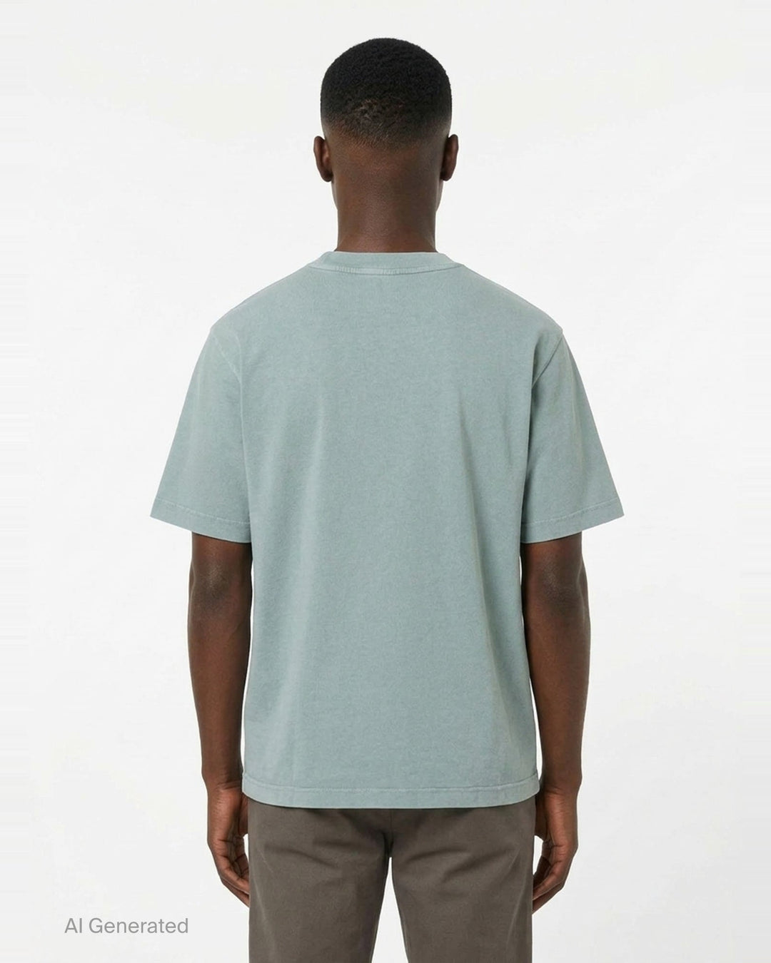 Maison Kitsuné Fox Head Faded Oversize Tee in washed sage green with embroidered fox head motif on the chest - back