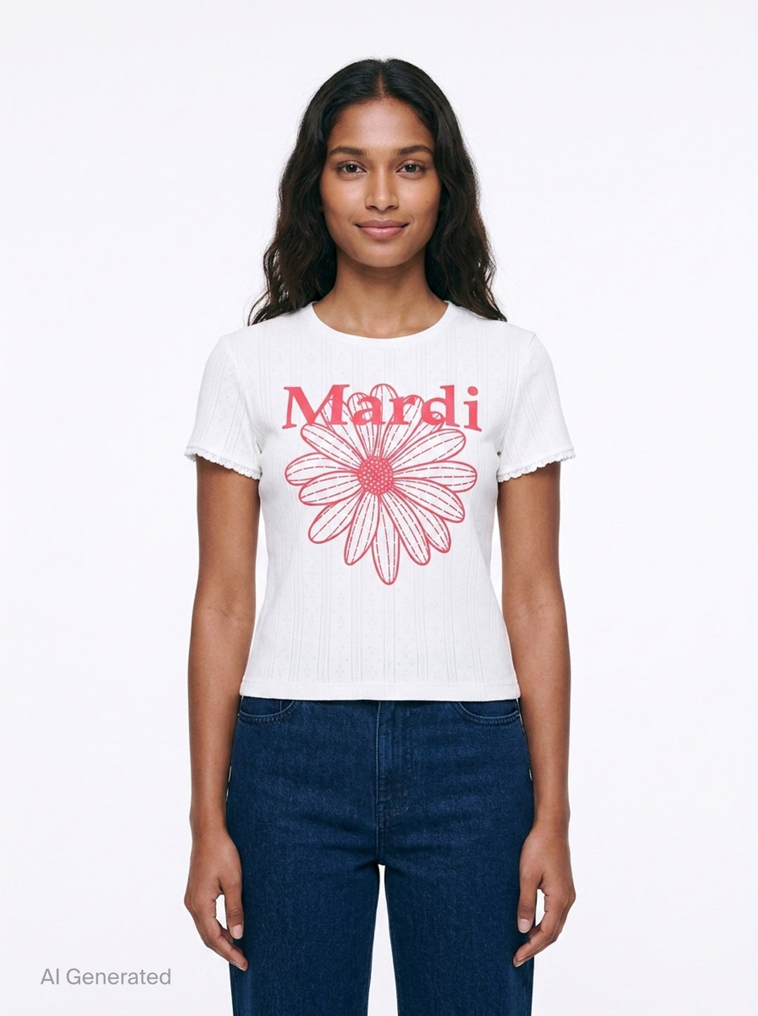 Eyelet Floral Slim Fit Tee | Mardi Mercredi | Club21 - front