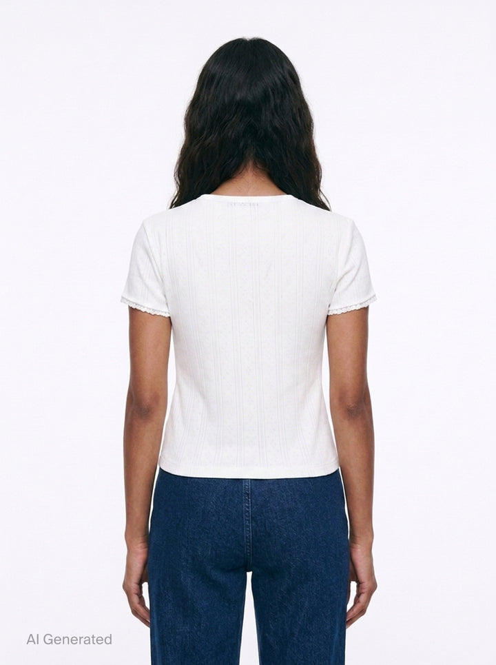 Eyelet Floral Slim Fit Tee | Mardi Mercredi | Club21 - back