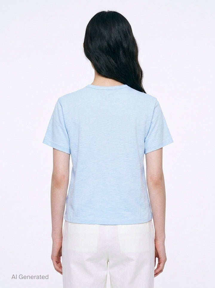 Flower Slim Slub Cotton Tee | Mardi Mercredi | Club21 - back