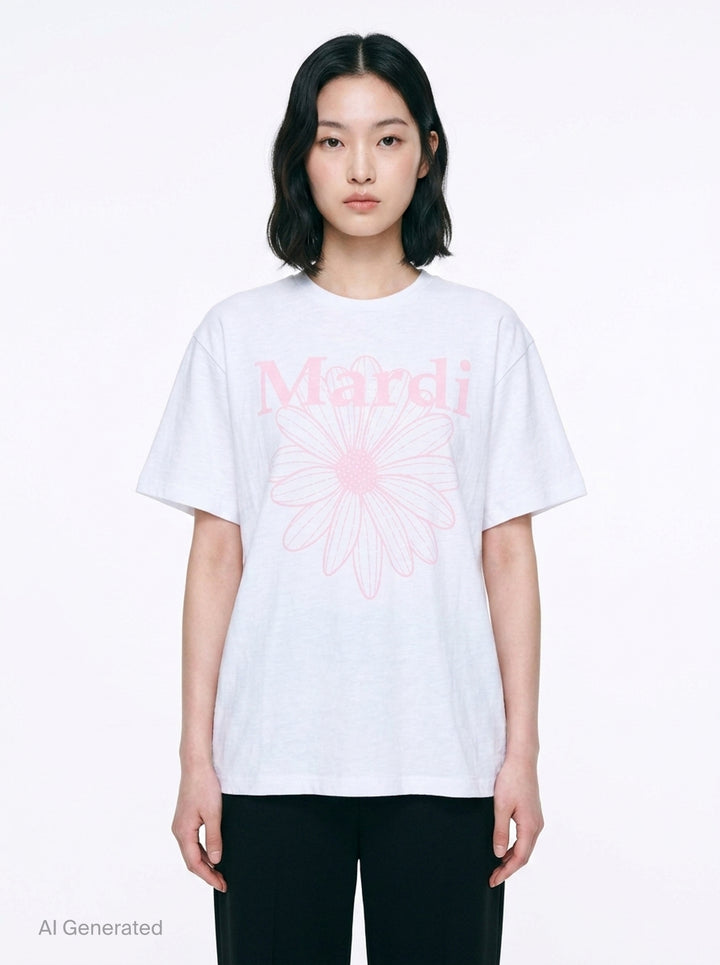 Flowermardi Slub Cotton Tee | Mardi Mercredi | Club21 - front