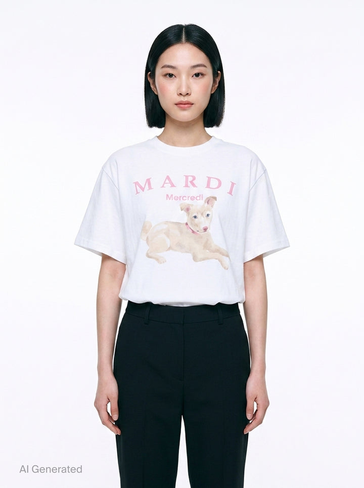 Puppy Graphic Oversized Tee | Mardi Mercredi | Club21 - front