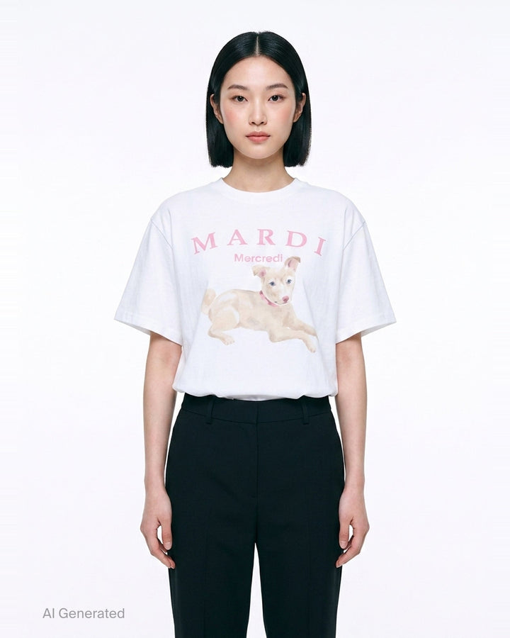 Puppy Graphic Oversized Tee | Mardi Mercredi | Club21 - front