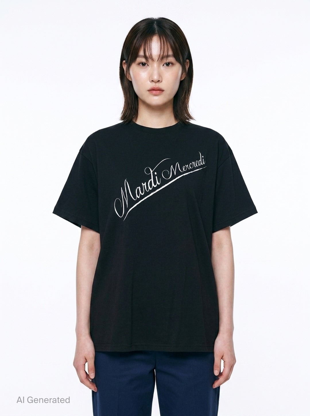 Script Logo Diagonal Tee | Mardi Mercredi | Club21 - front