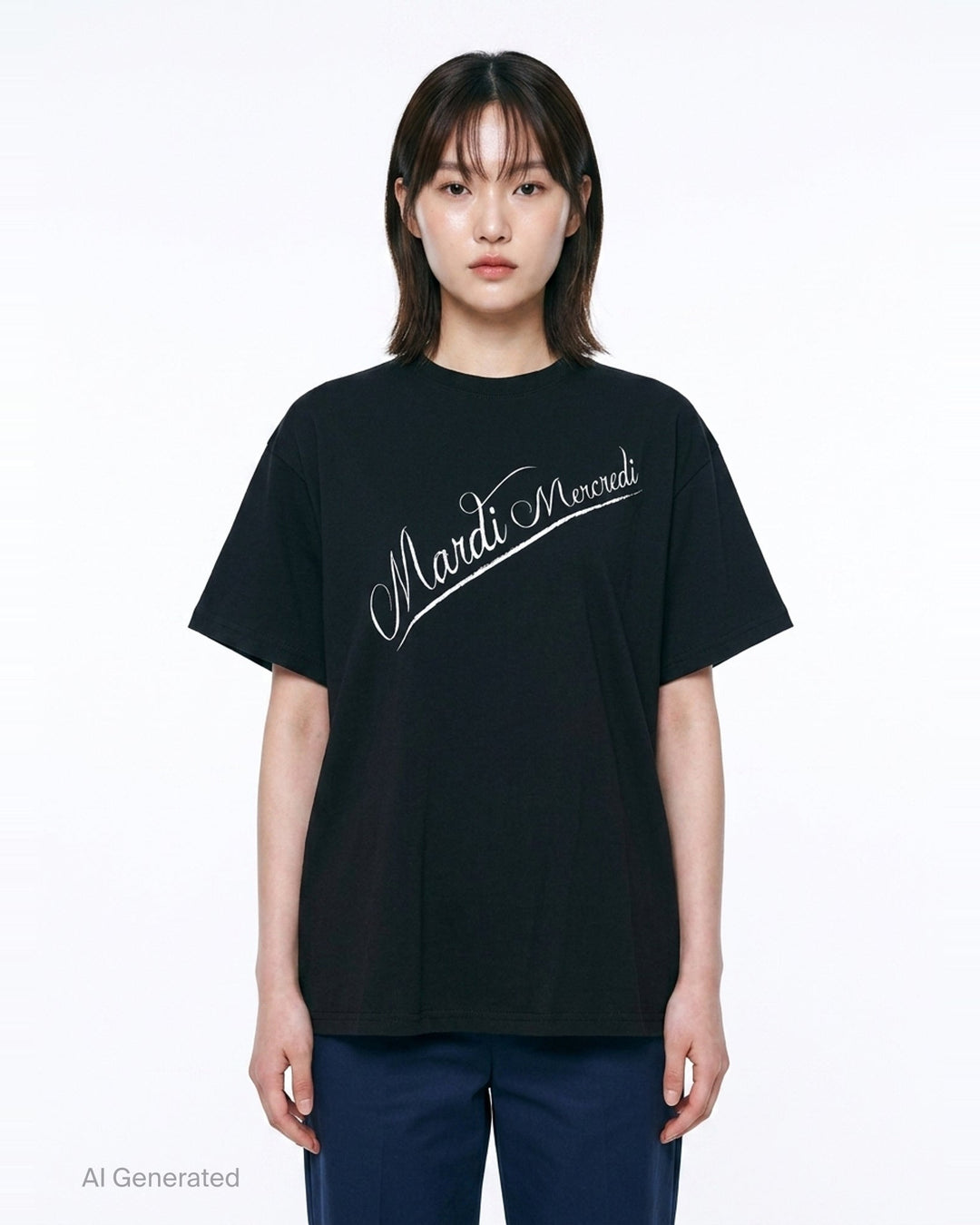 Script Logo Diagonal Tee | Mardi Mercredi | Club21 - front