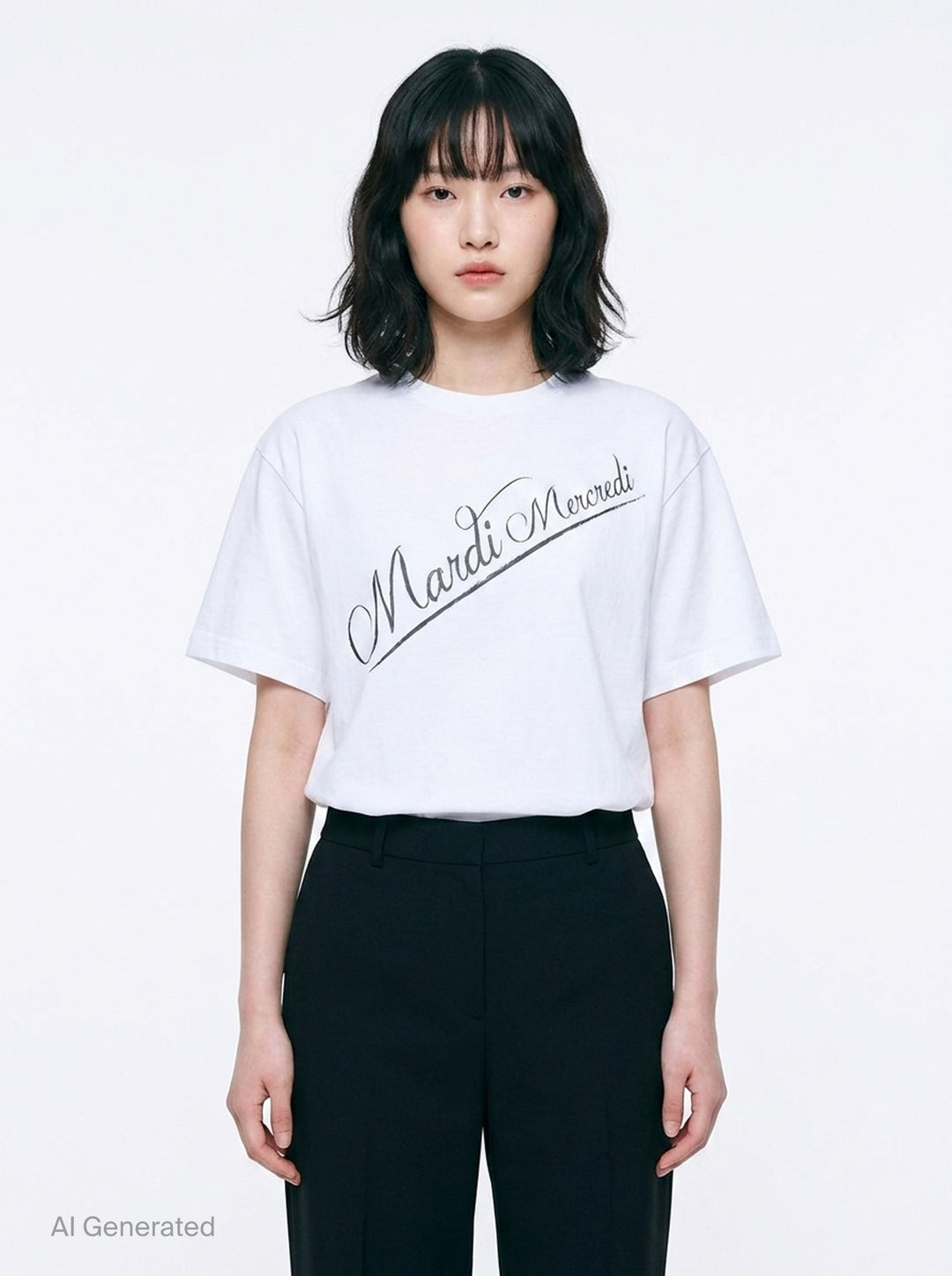 Script Logo Diagonal Tee | Mardi Mercredi | Club21 - front