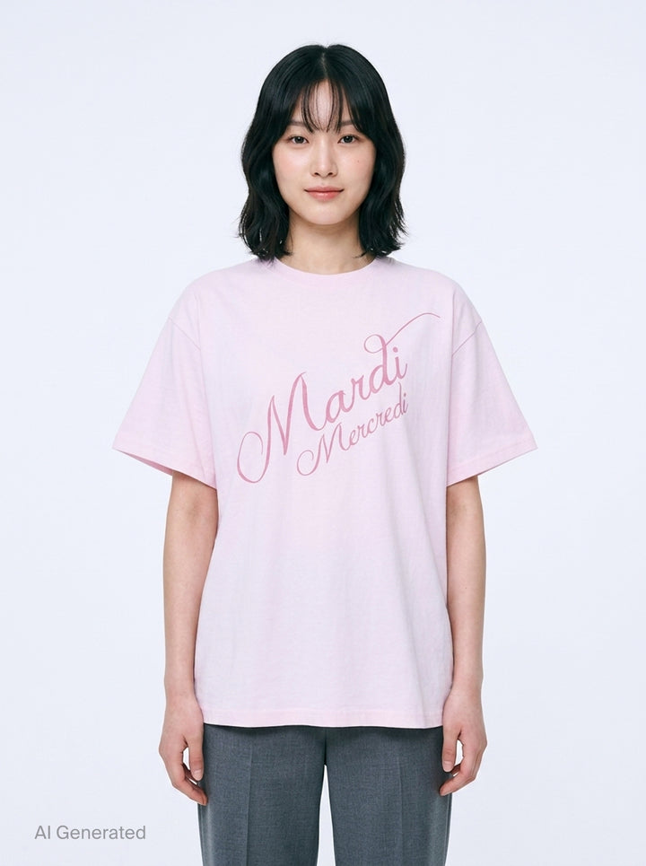 Script Logo Stacked Tee | Mardi Mercredi | Club21 - front