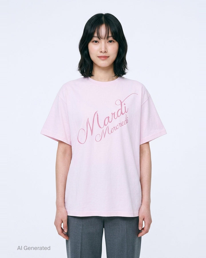 Script Logo Stacked Tee | Mardi Mercredi | Club21 - front