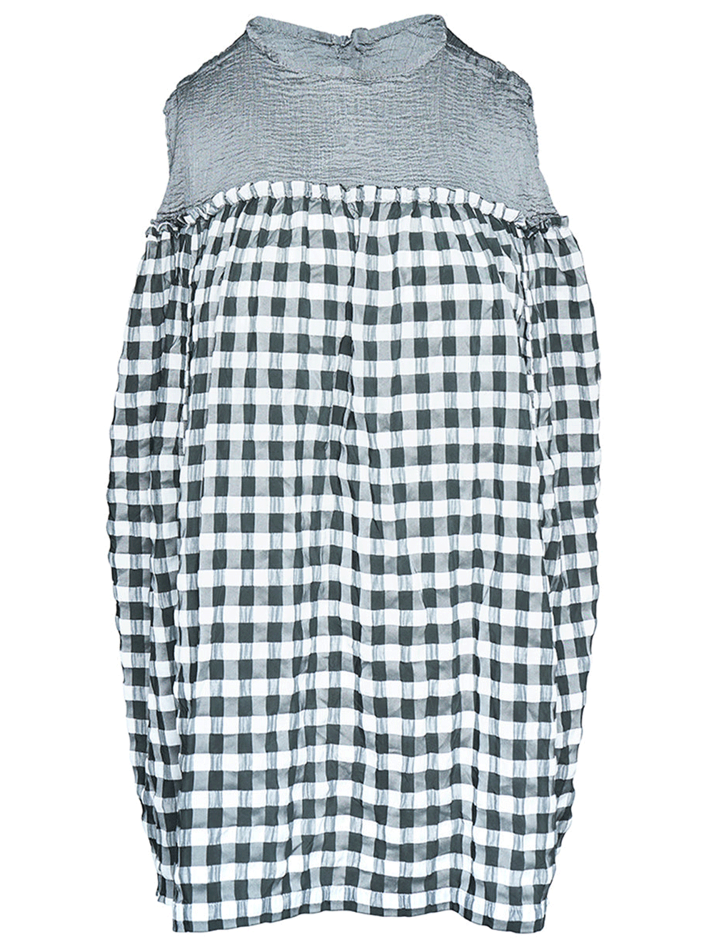 me ISSEY MIYAKE GINGHAM CHECK See Through Top Black White 1