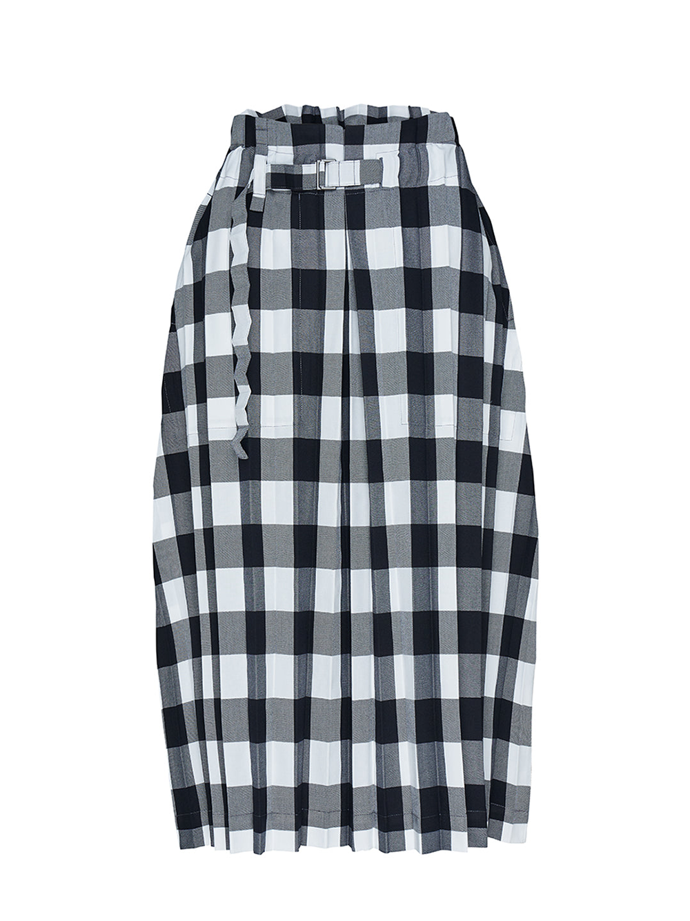 me ISSEY MIYAKE Gingham Check Pleats Skirt White Black 1