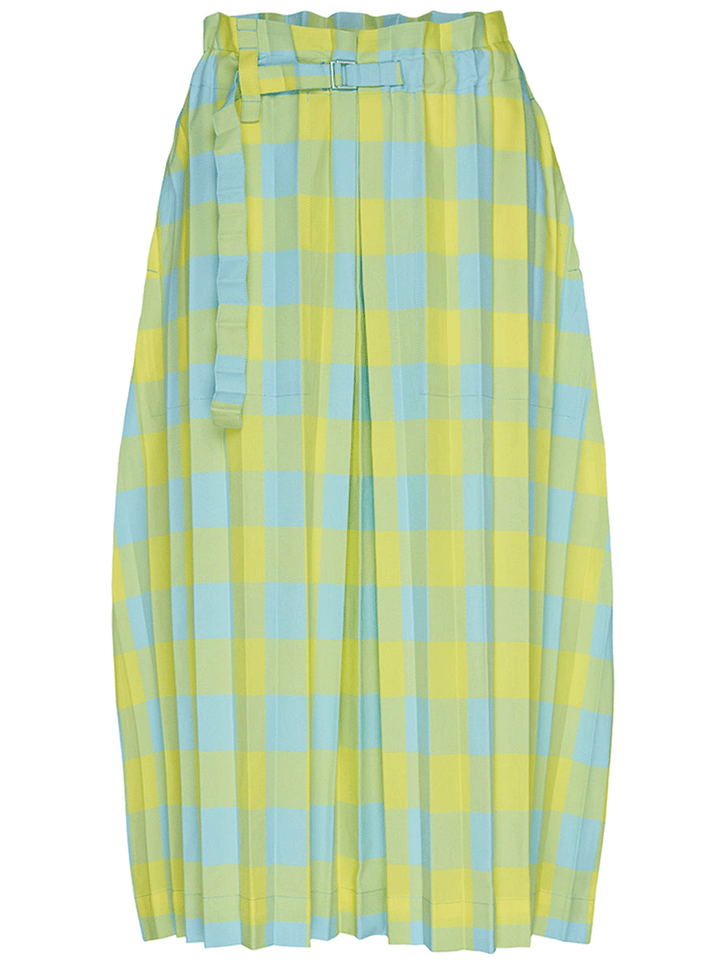 me-ISSEY-MIYAKE-Gingham-Check-Pleats-Skirt-Yellow-Blue-1