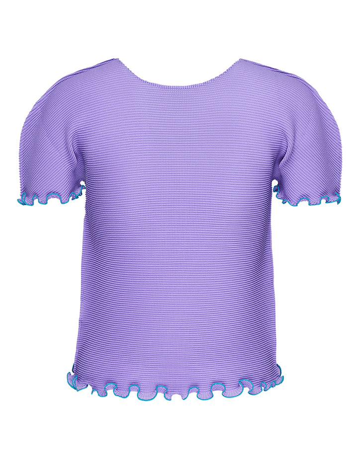 me ISSEY MIYAKE Mellow Stretch Pleats Round Neck Top Light Purple 2