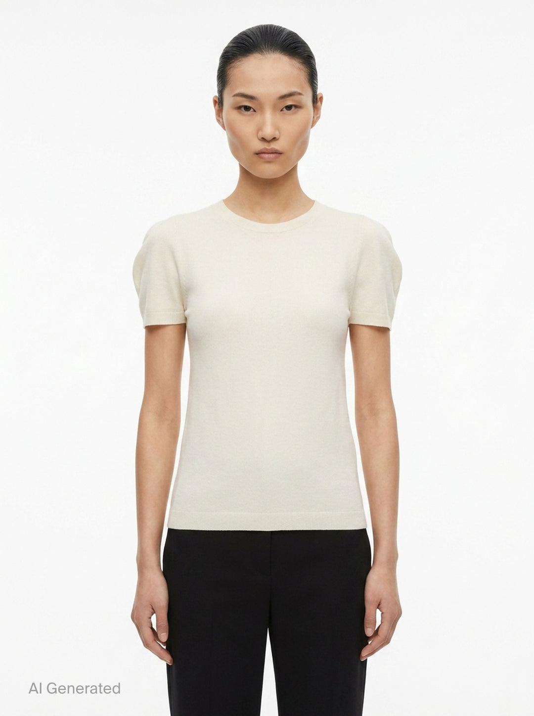 Airy Short Sleeve Round Neck Top | me Issey Miyake | Club21 - front