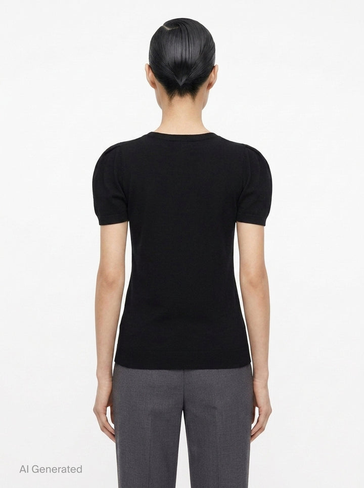 Airy Short Sleeve Round Neck Top | me Issey Miyake | Club21 - back