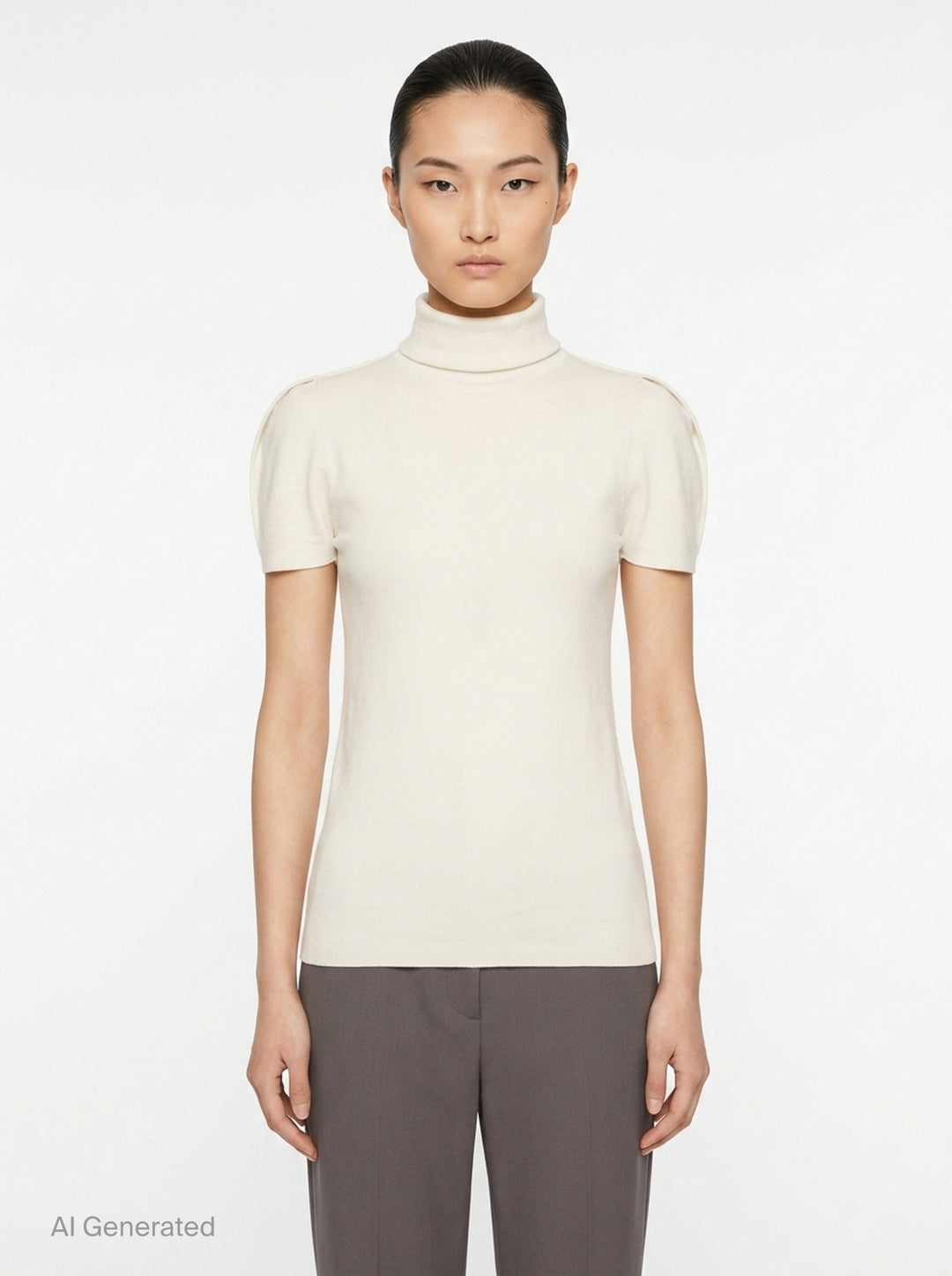 Airy Short Sleeve Turtleneck Top | me Issey Miyake | Club21 - front