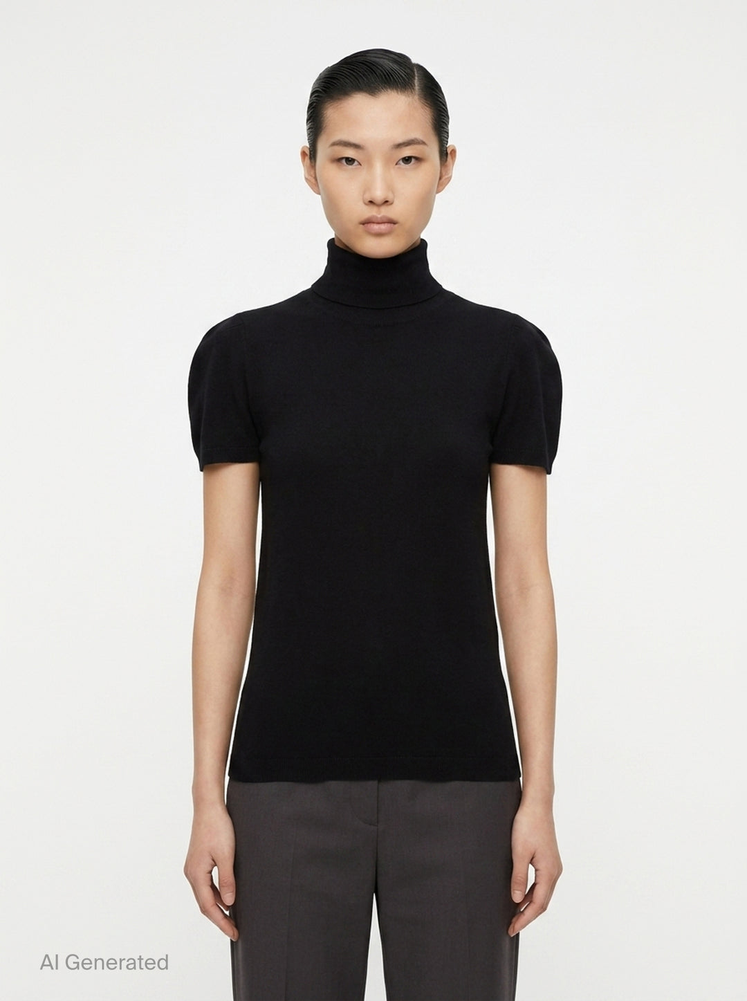 Airy Short Sleeve Turtleneck Top | me Issey Miyake | Club21 - front