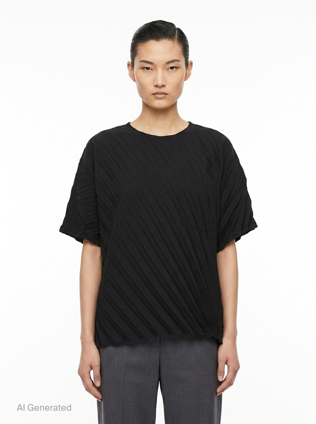 Angle Pleats Short Sleeve Top | me Issey Miyake | Club21 - front