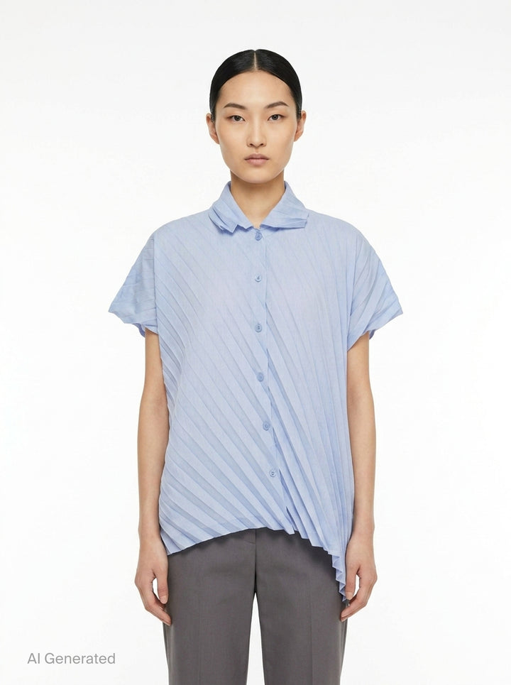 Angle Pleats Short Sleeve Top | me Issey Miyake | Club21 - front
